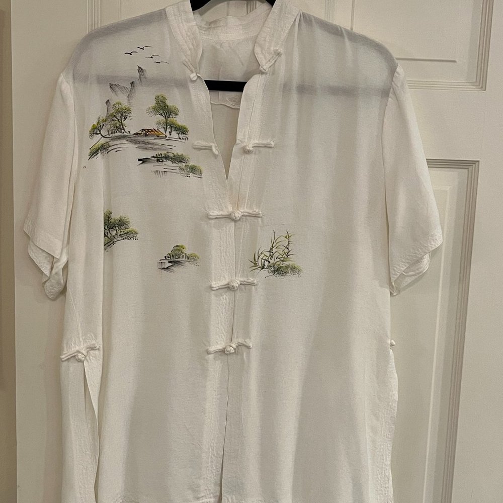 white asian style blouse
